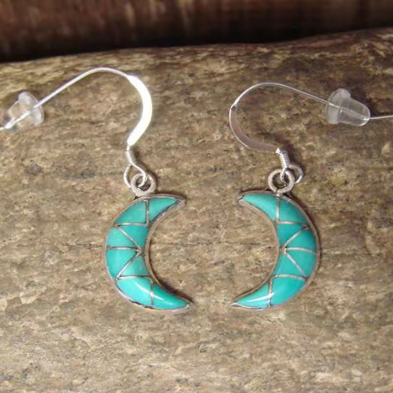 Wholesale Statemente Green Turquoise Metal Earrings
